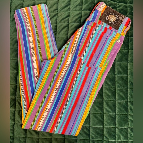 Vintage Versace Jeans Couture Made in Italy Striped Medusa Denim 27 - Picture 4 of 13